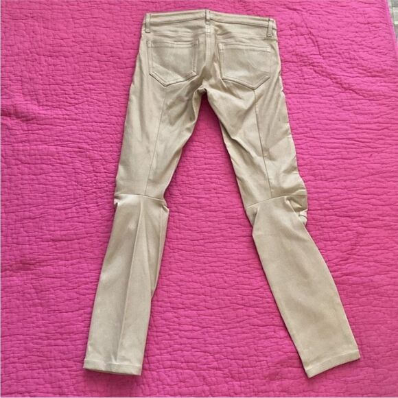 Maje genuine leather Stylish Tan Skinny stretchy Pants with Zipper Details, XS - Picture 7 of 10